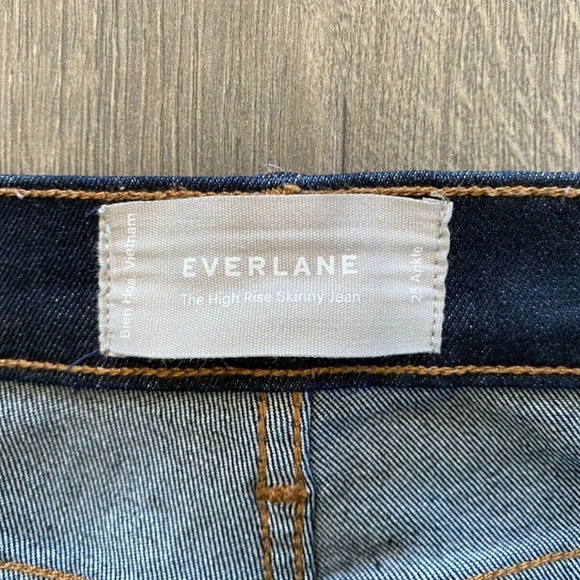EVERLANE Authentic Stretch High Rise Skinny Jeans Dark Indigo Blue ~ 25 Ankle - Picture 8 of 12